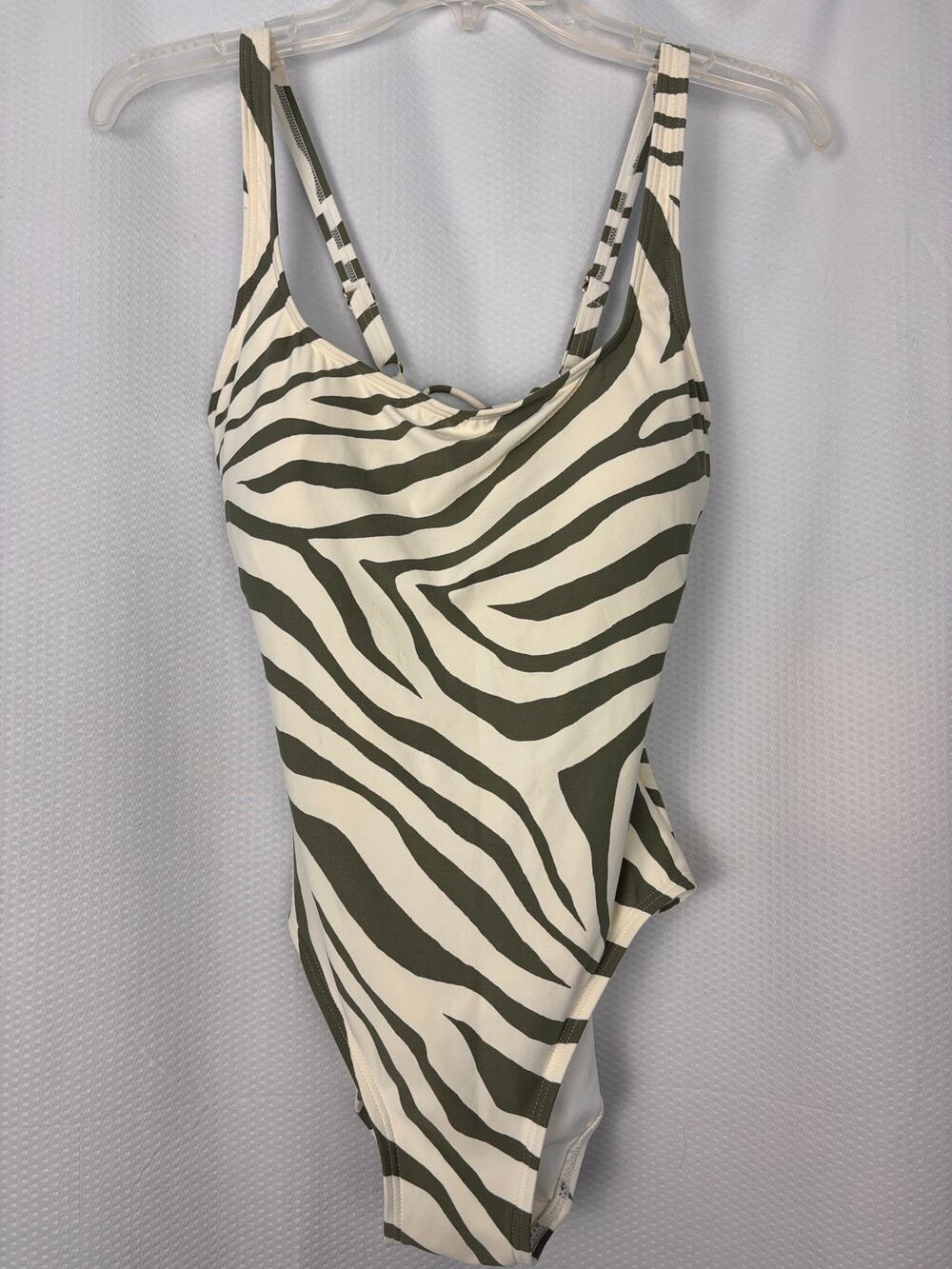 Michael Kors green/cream animal print swimsuit size 10